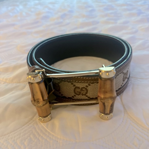 Gucci Accessories - Authentic Preloved Gucci GG Monogram Print Bamboo Buckle Belt